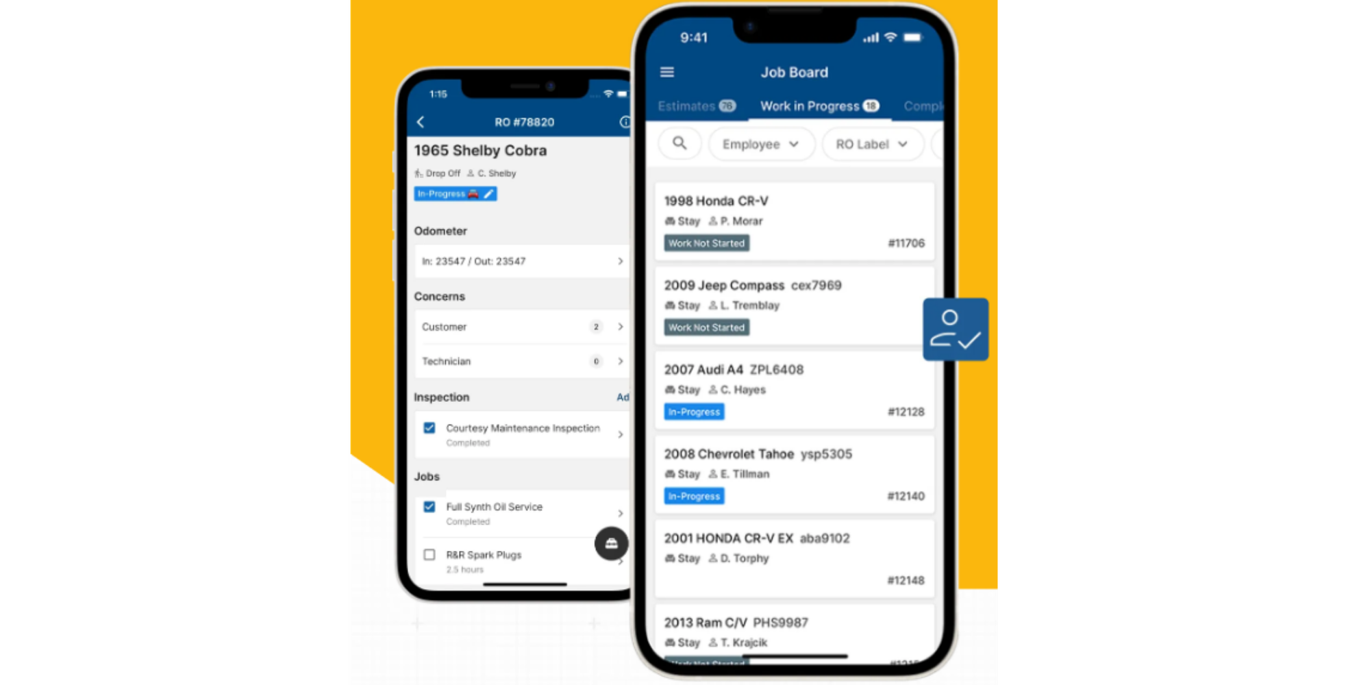 Tekmetric UI mobile screenshot